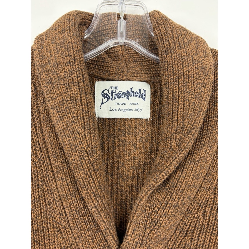 The Stronghold X Primark Cardigan Men Small Brown Heavy Chunky Cotton Knit - Picture 3 of 7